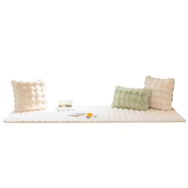 French Cream Bubble Massage Plush Window Cushion Mat