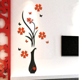 Vase Wall Stickers for TV Background Decor