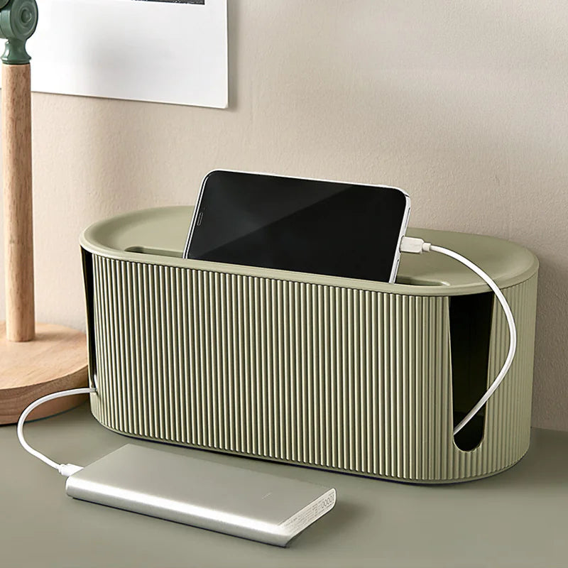 Desktop Dustproof Power Strip and Cable Organizer Box