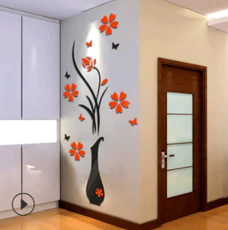 Vase Wall Stickers for TV Background Decor