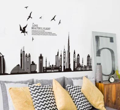 Creative DIY Self-Adhesive Cityscape Wall Stickers